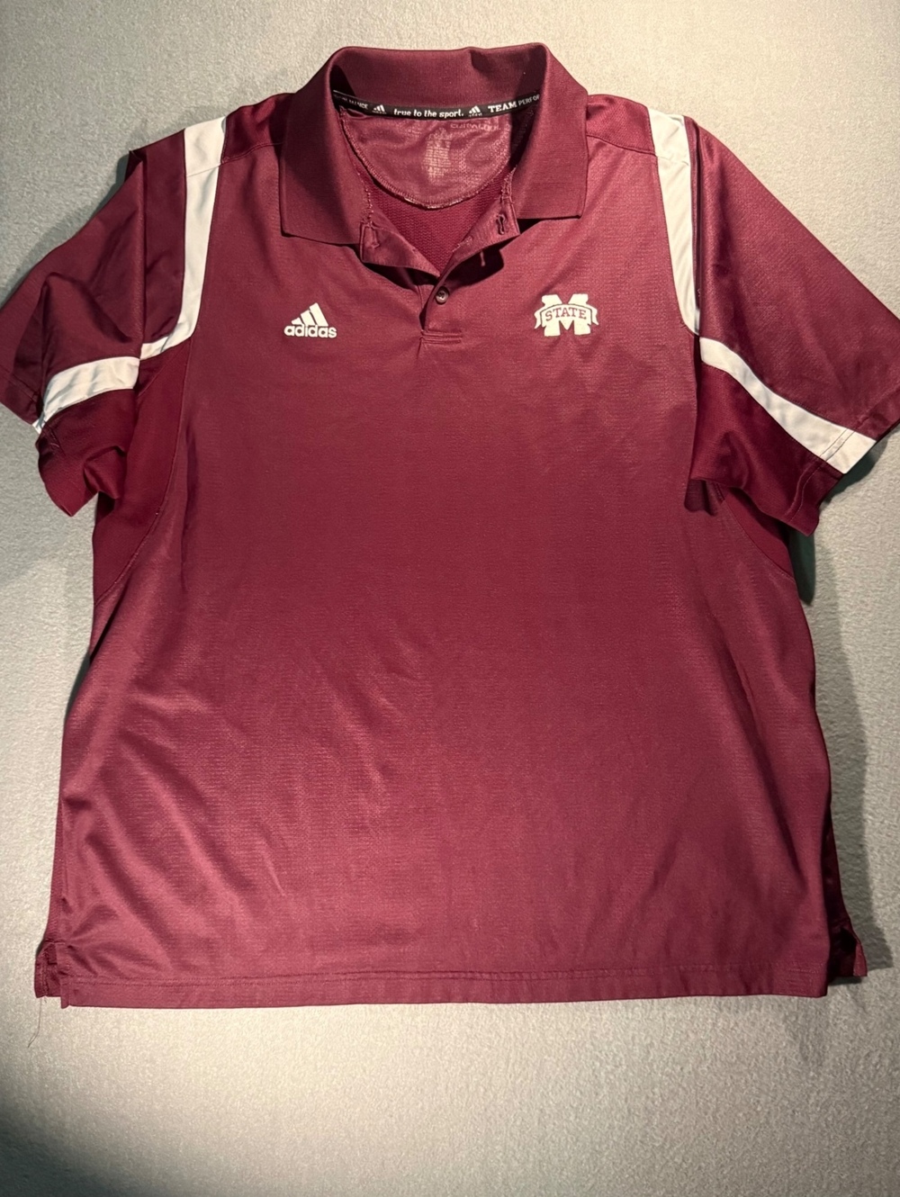 Adidas Mississippi State Polo Shirt Maroon with White Accents